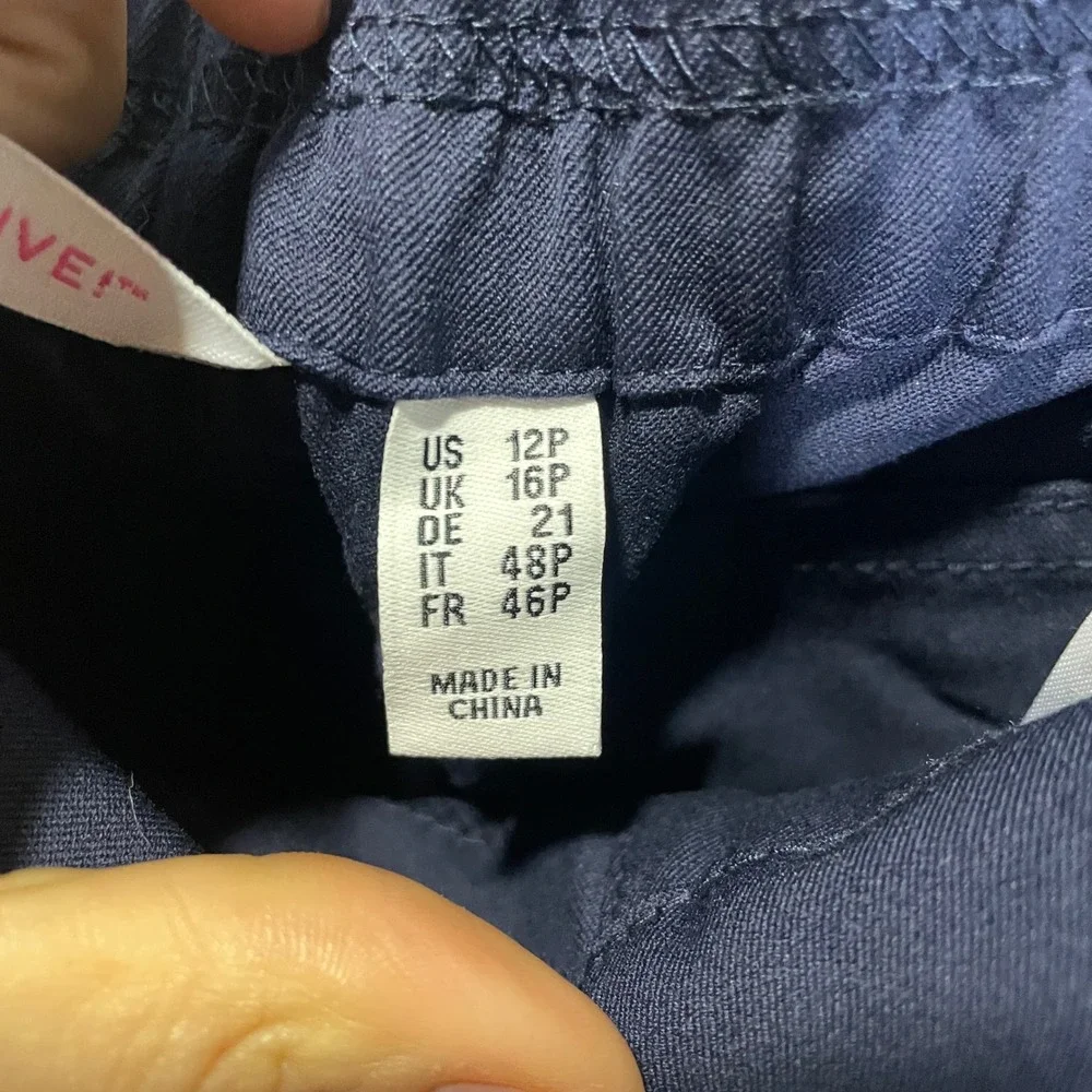Isaac Mizrahi Live 24/7 Stretch Tapered‎ Ankle Pants Navy Blue Womens 12P Petite